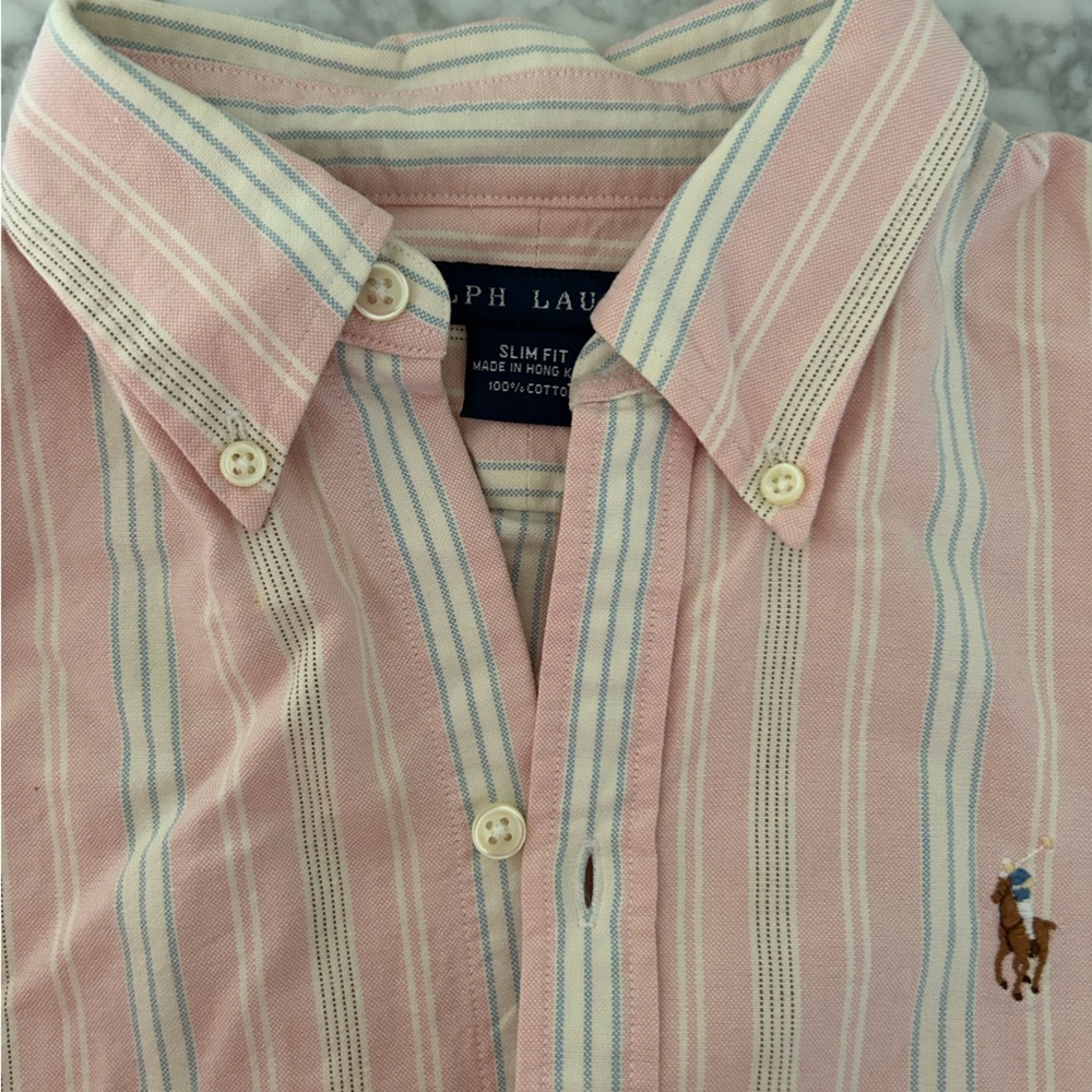 Vintage Women’s Ralph Lauren Pink Striped Shirt Size 4